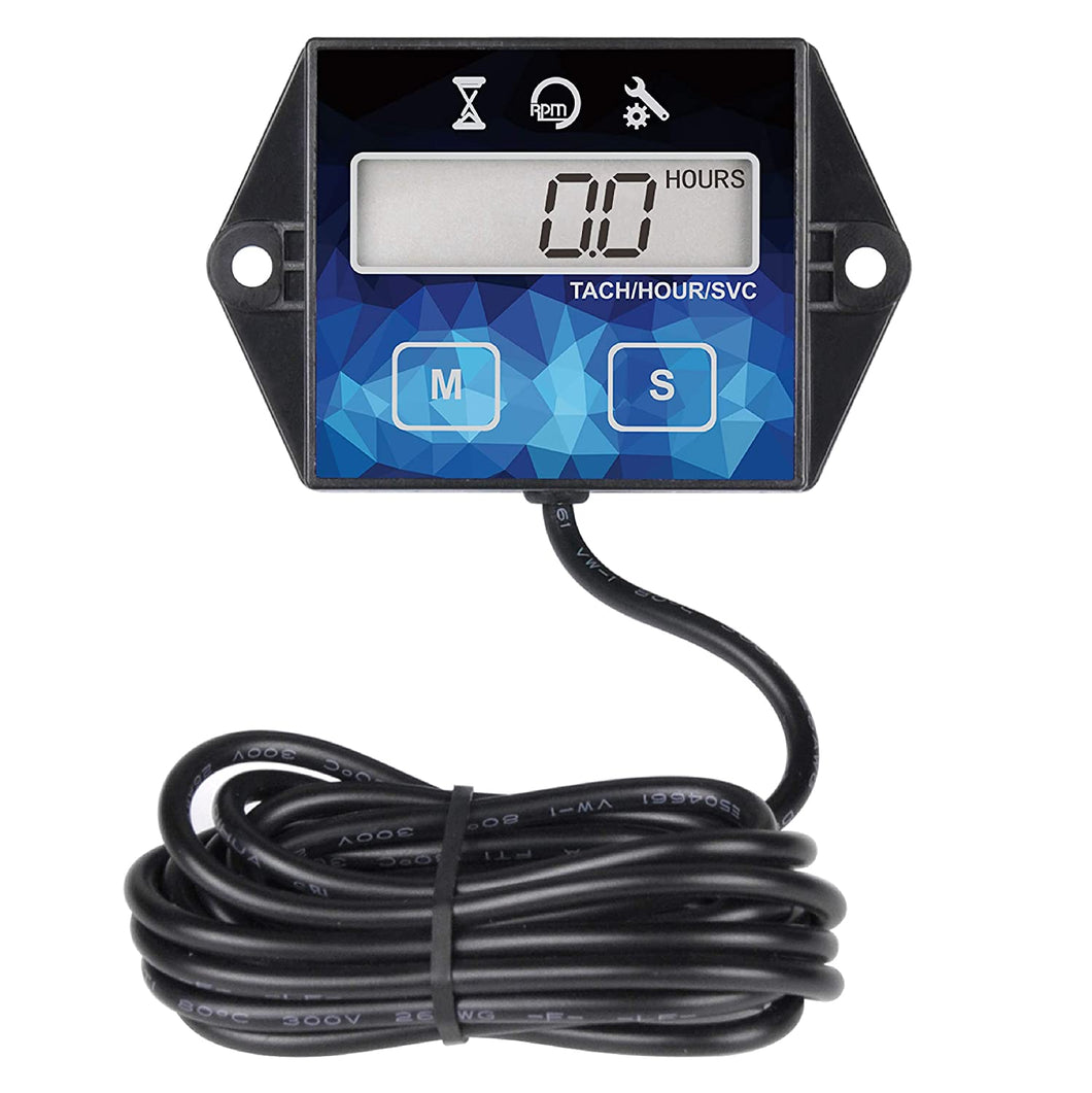 Digital Hour Meter/Tachometer and Maintenance Reminder. Battery Replaceable, for Lawn Mower Tractor Generator Marine Outboard ATV